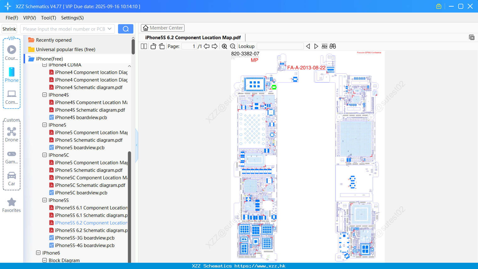 IPhone5S 6.2 Component Location Map